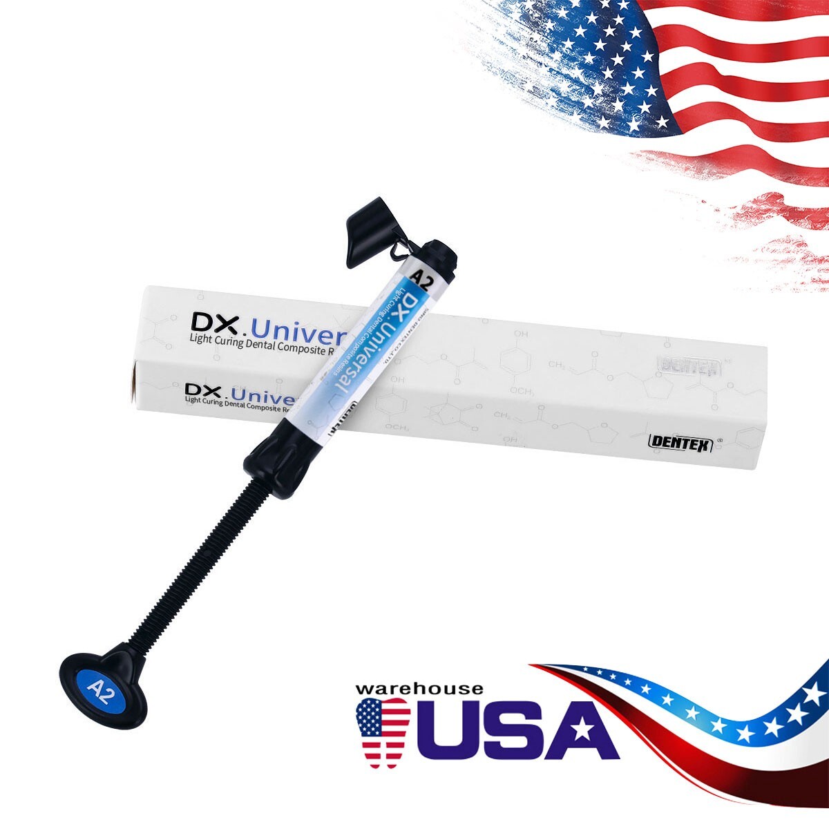 DENTEX Dental Universal Light Cure Composite Resin A2 Shade 4g/Syringe USA