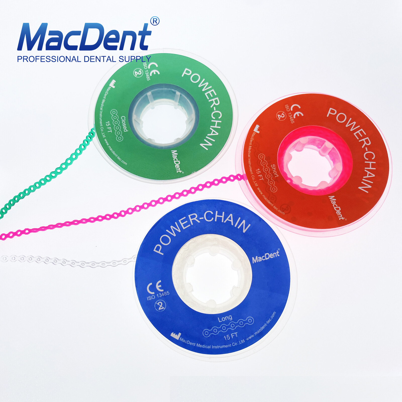 Dental Orthodontic Elastic Rubber Bands Power Chain for Braces Long/Short /Close