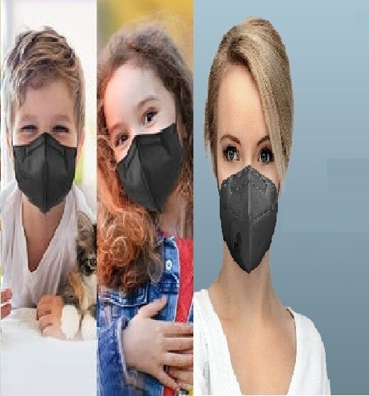 Young Adult /Kids Disposable 10-200 Black KN95 Face Mask 5 Layers Respirator