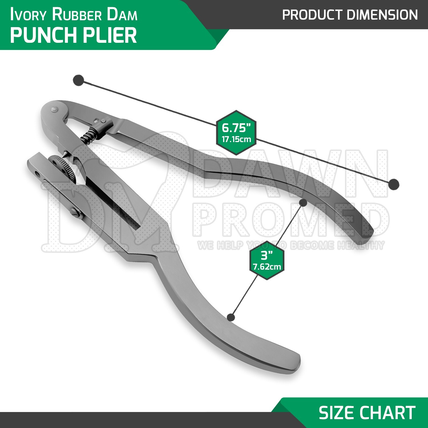 Dental Ivory Rubber Dam Hole Punch Plier 6.75″ Endodontic Clamp German Grade