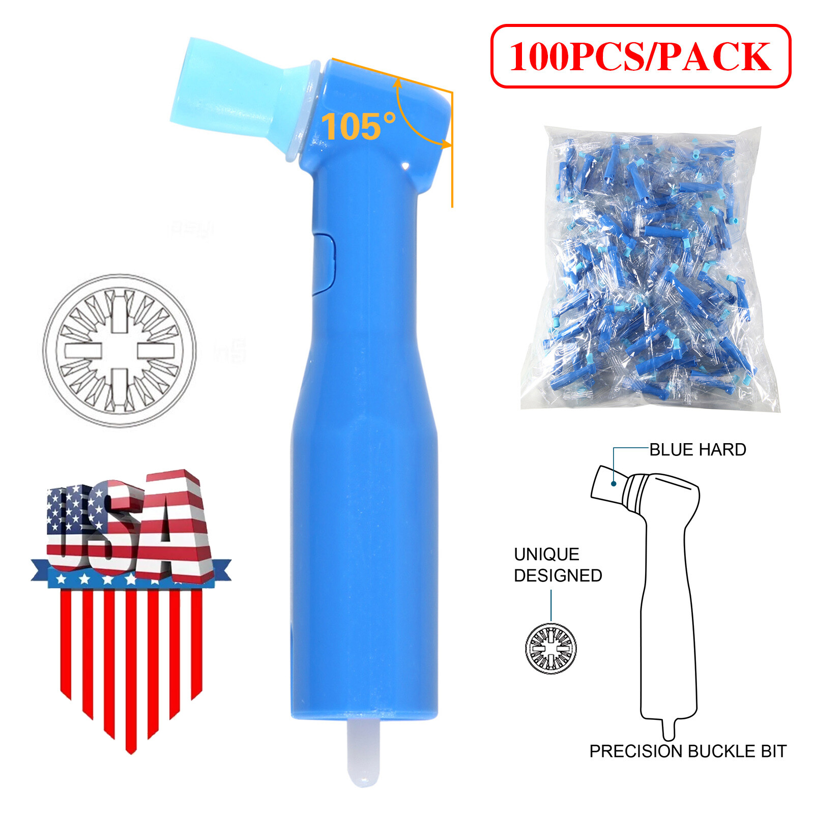 100 pcs Dental Disposable Prophy Angles Top Quality Money back guarantee!