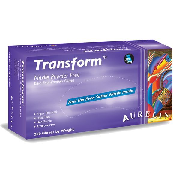 Aurelia Transform Blue Nitrile Gloves, Large, 200/Box, 10 Boxes/Case