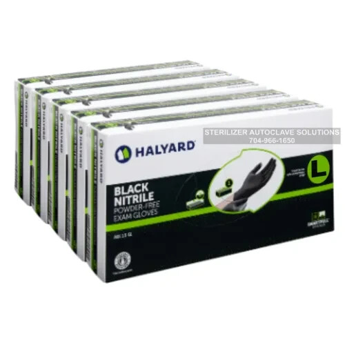 Halyard Black Nitrile Exam Gloves 49442 – 5 Boxes (500) LARGE