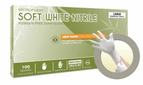 ANSELL MICROFLEX SOFT WHITE NITRILE, PF, MEDIUM, 100/BOX, 10 BOXES/CASE, 1 CASE