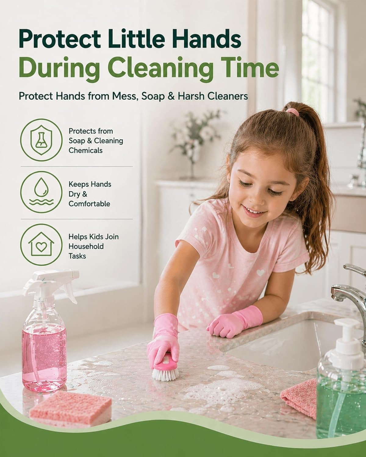 Kids Disposable Gloves for Ages 4–8, Pink Kids Nitrile Gloves Food Safe Latex…