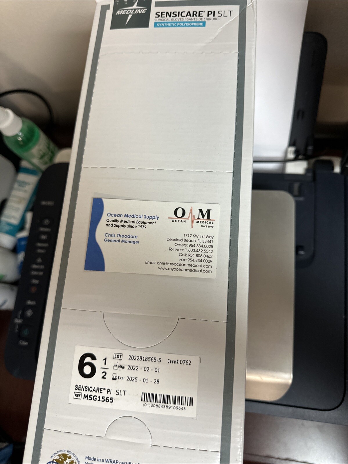 SURGICAL Gloves – Sensicare PI SLT, Size 6.5 Medline MSG1565, 50 PAIRS/Box.