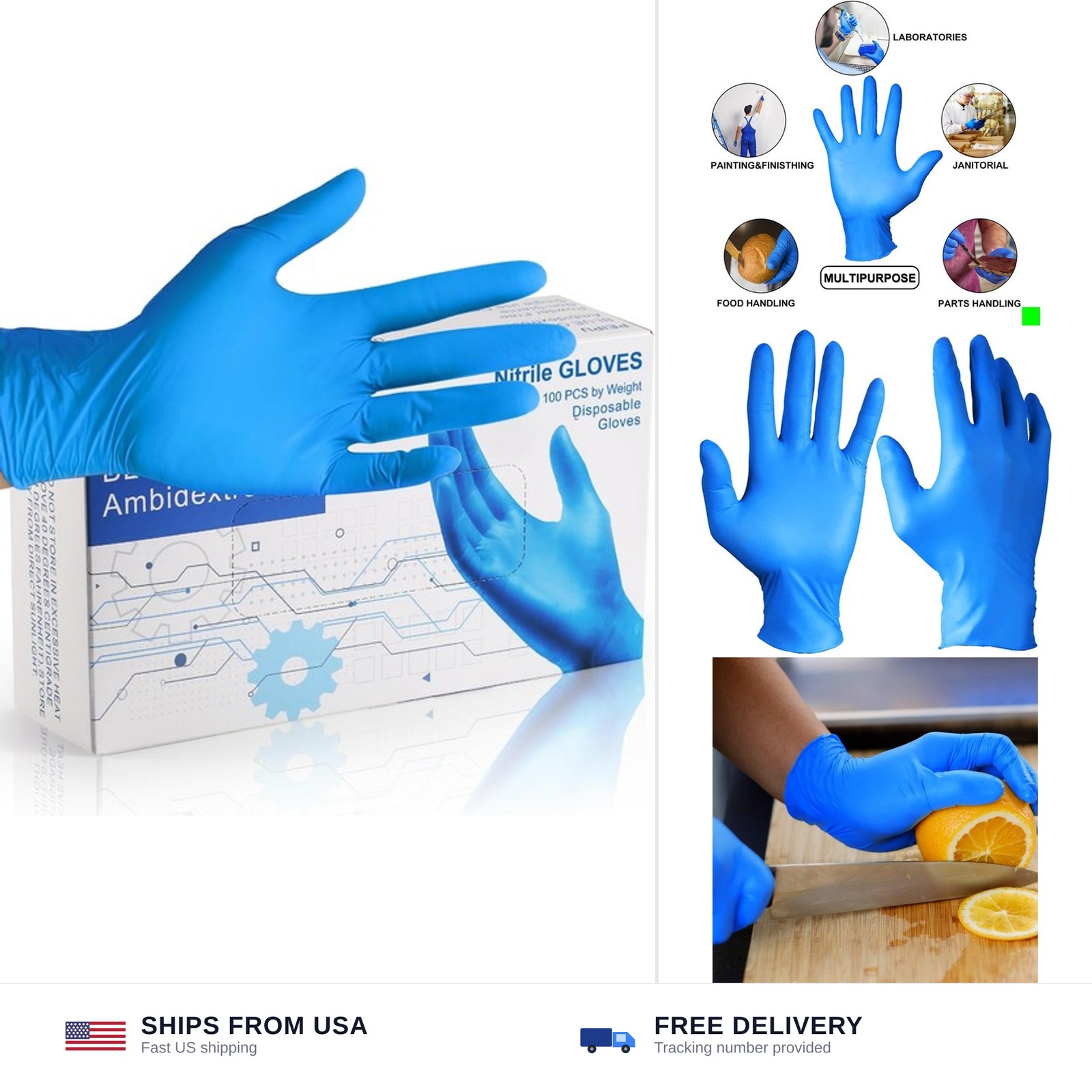 PEIPU Nitrile Disposable Gloves，Powder Free, Cleaning Service Gloves, Latex F…