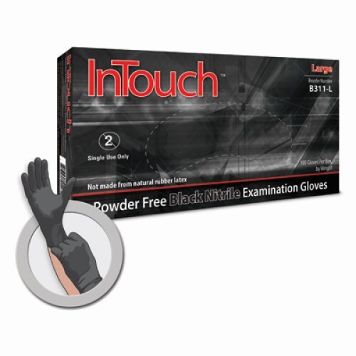 Atlantic Safety InTouch B311-S Black Nitrile Exam Gloves, Small, 100-Pack