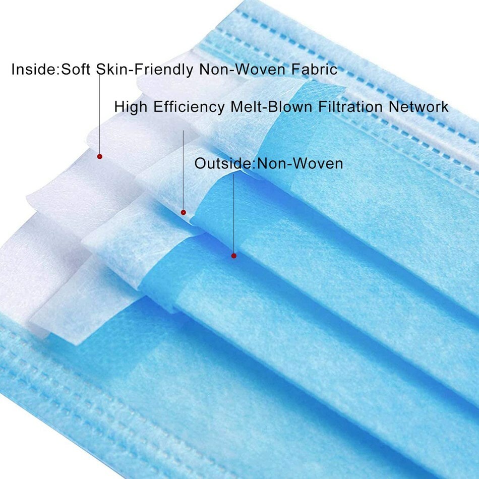 [Kids] Face Masks Disposable Earloop 50 Pcs Blue 3-Ply Unisex Mouth Nose Cover