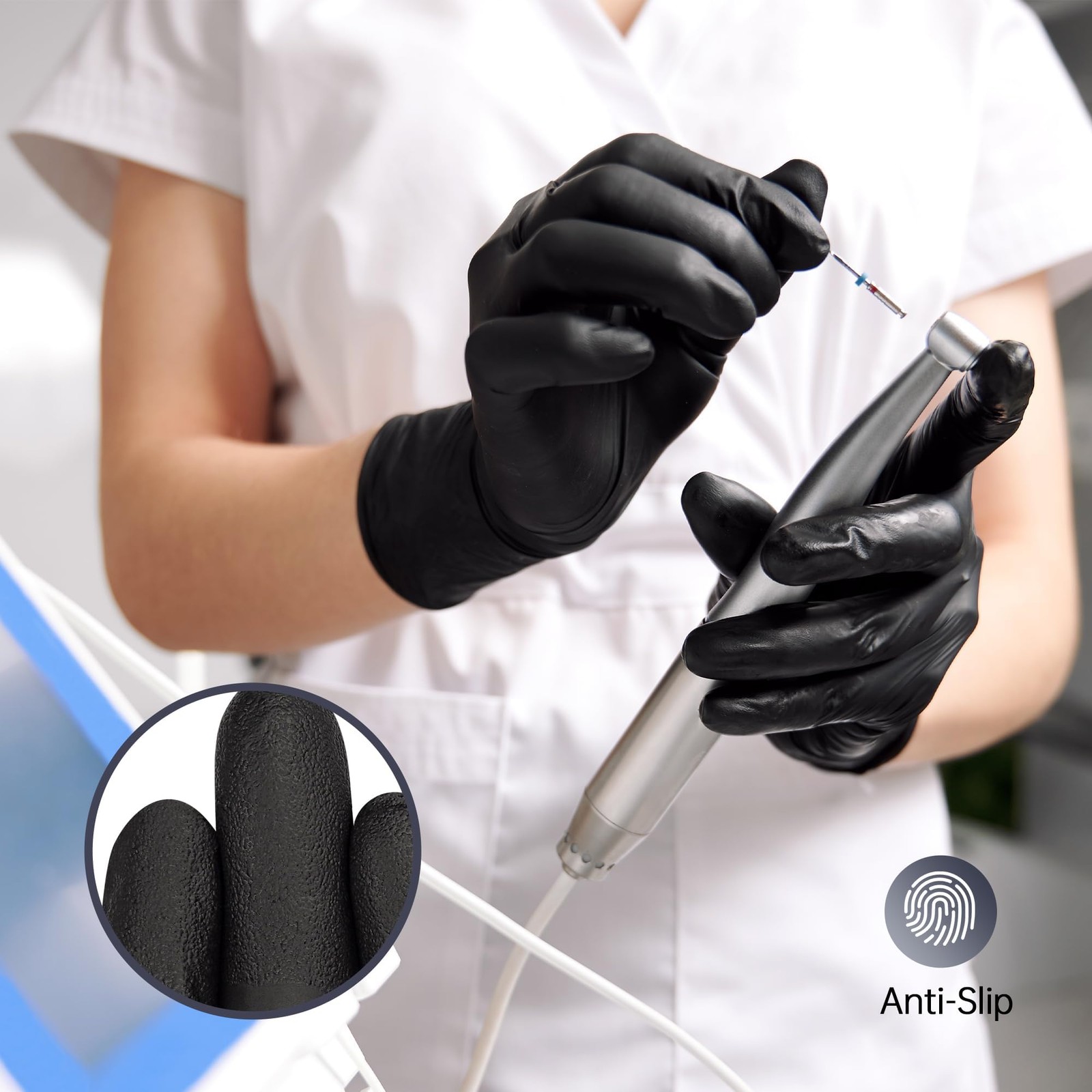 SwiftGrip Black Nitrile Exam Gloves, Latex~Free, Powder~Free, 100 ct Large