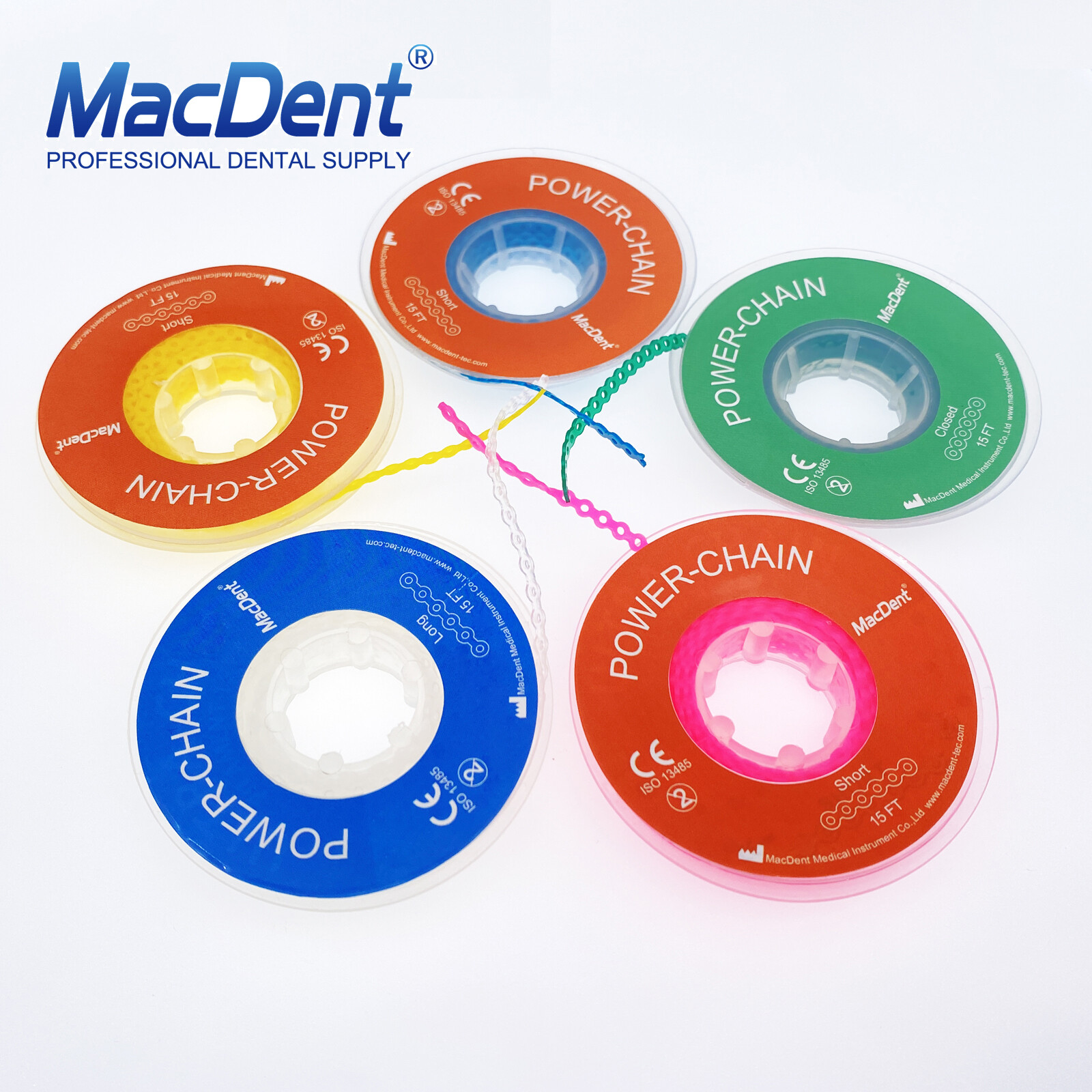 Dental Orthodontic Elastic Rubber Bands Power Chain for Braces Long/Short /Close