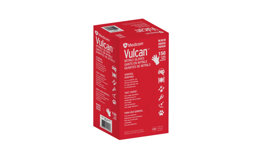 Medicom Vulcan Nitrile Gloves Latex-Free General Purpose Indigo Color 150ct, MD