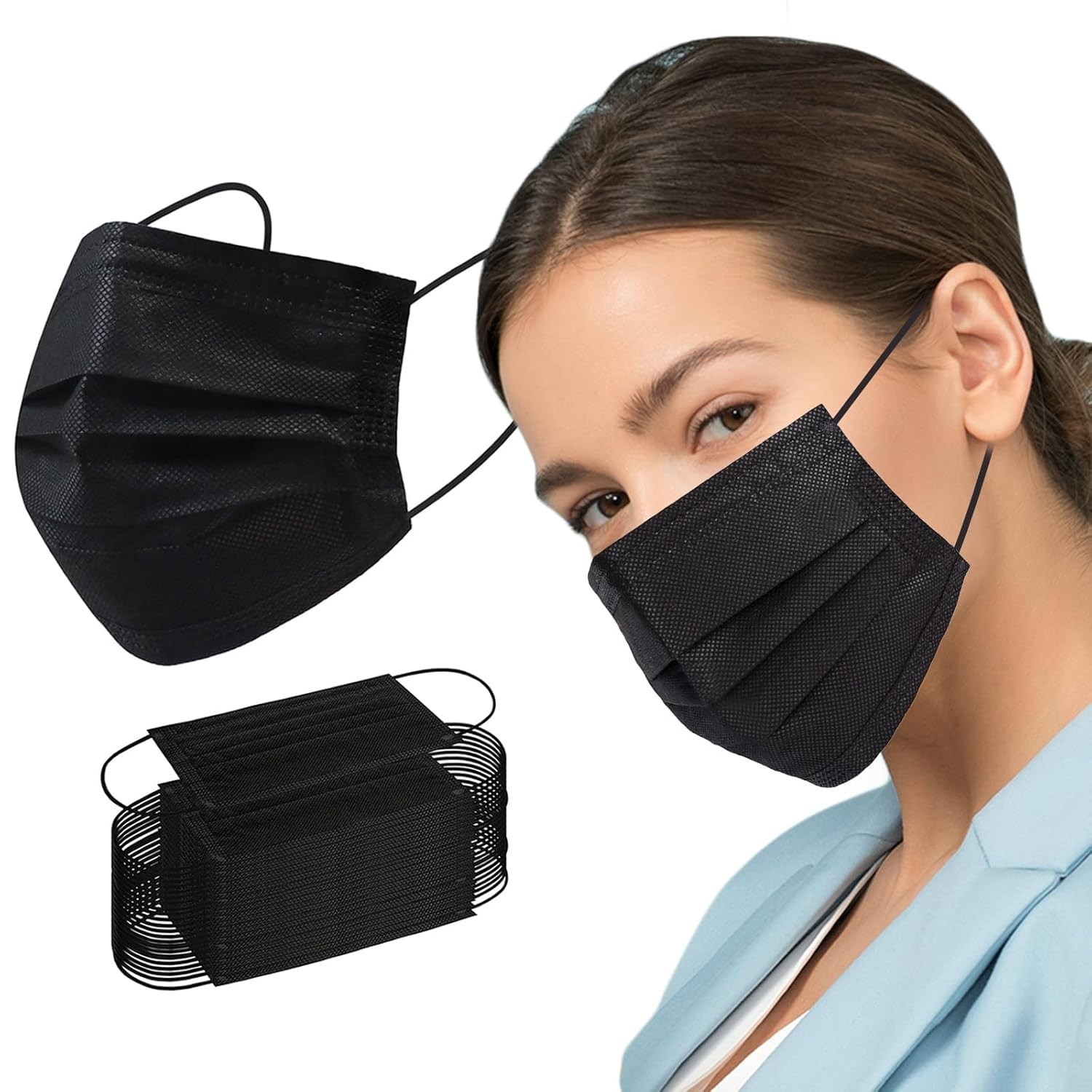 3-Ply Black Disposable Masks – Breathable and Comfortable for Daily Use