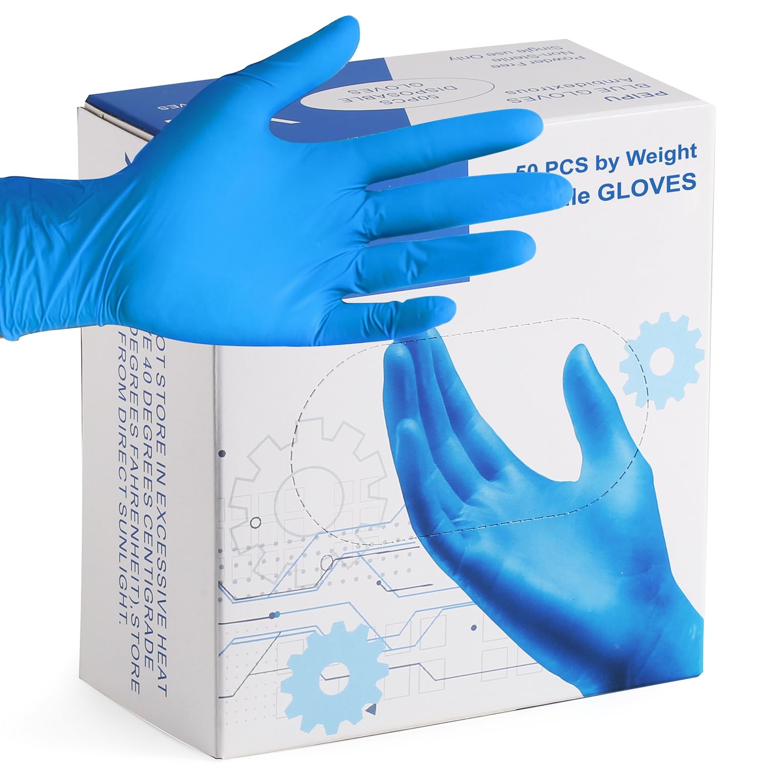 Nitrile Disposable Gloves, X~Large, 50~Pack, Powder Free, Latex Free