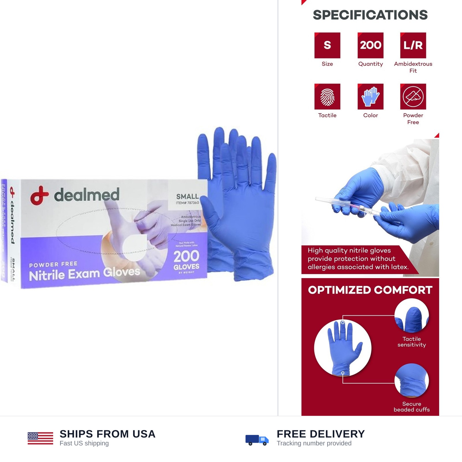 Dealmed Nitrile Exam Gloves Small (200 Count) – Disposable, Latex-Free, Powde…