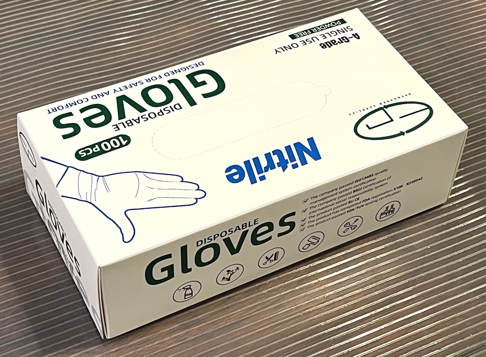 Gloves Blue Nitrile Powder Free, MEDIUM, Case of 34 boxes; 100pcs/box (3400pcs)