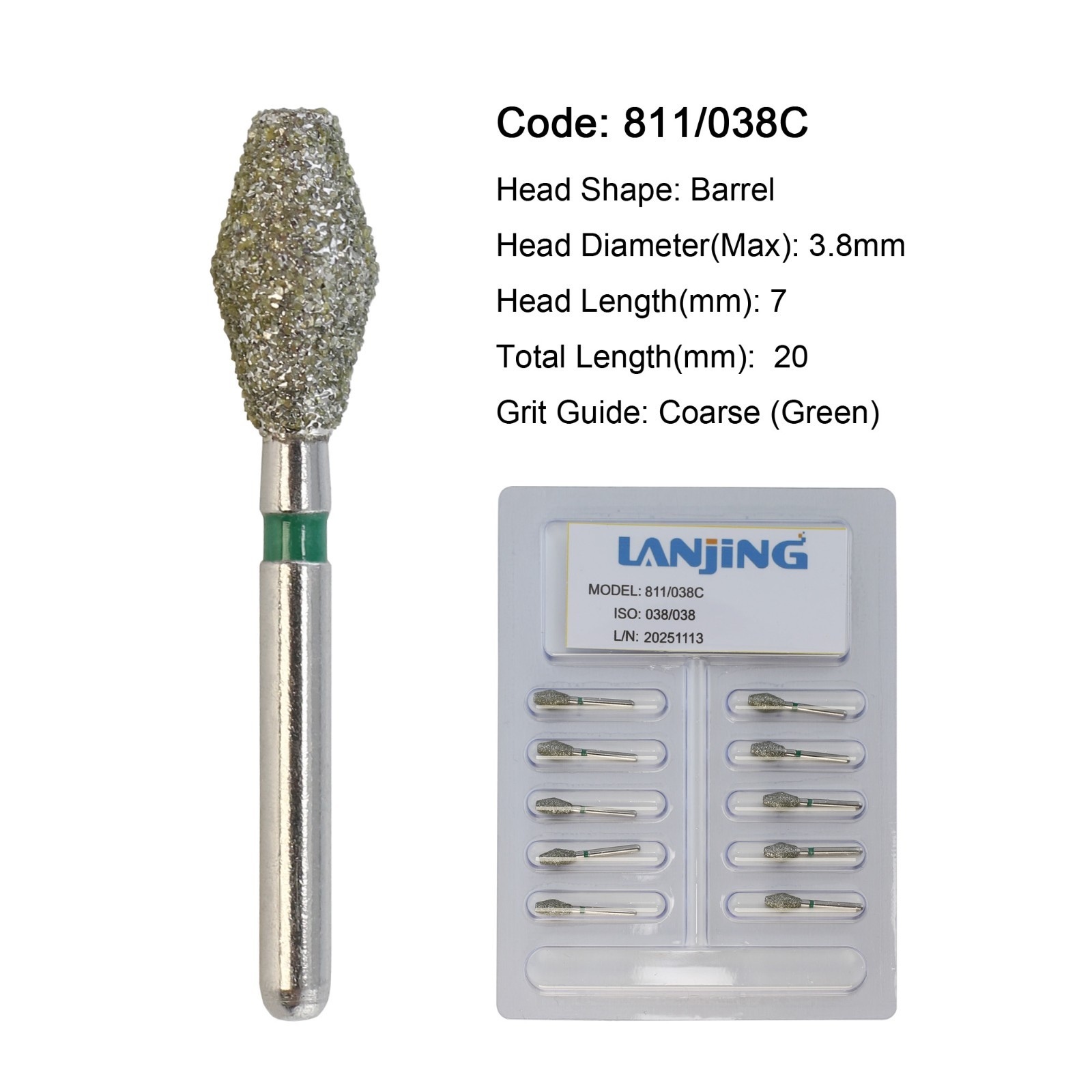 Dental Diamond Burs FG Barrel Bur Friction Grip Super Coarse for High Speed 811