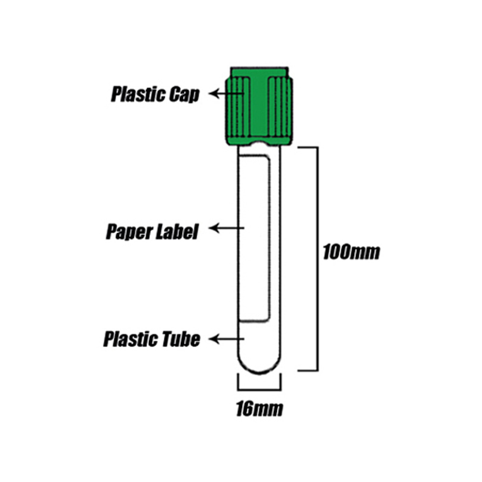 Vacuum Blood Collection Tube Heparin Lithium, 16x100mm, 10ml, Green, Exp 02/2024