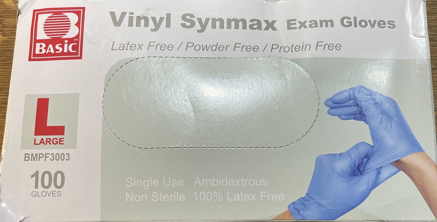 Basic BMPF-3003 Synmax Synthetic Large Vinyl Exam Glove – 100 gloves