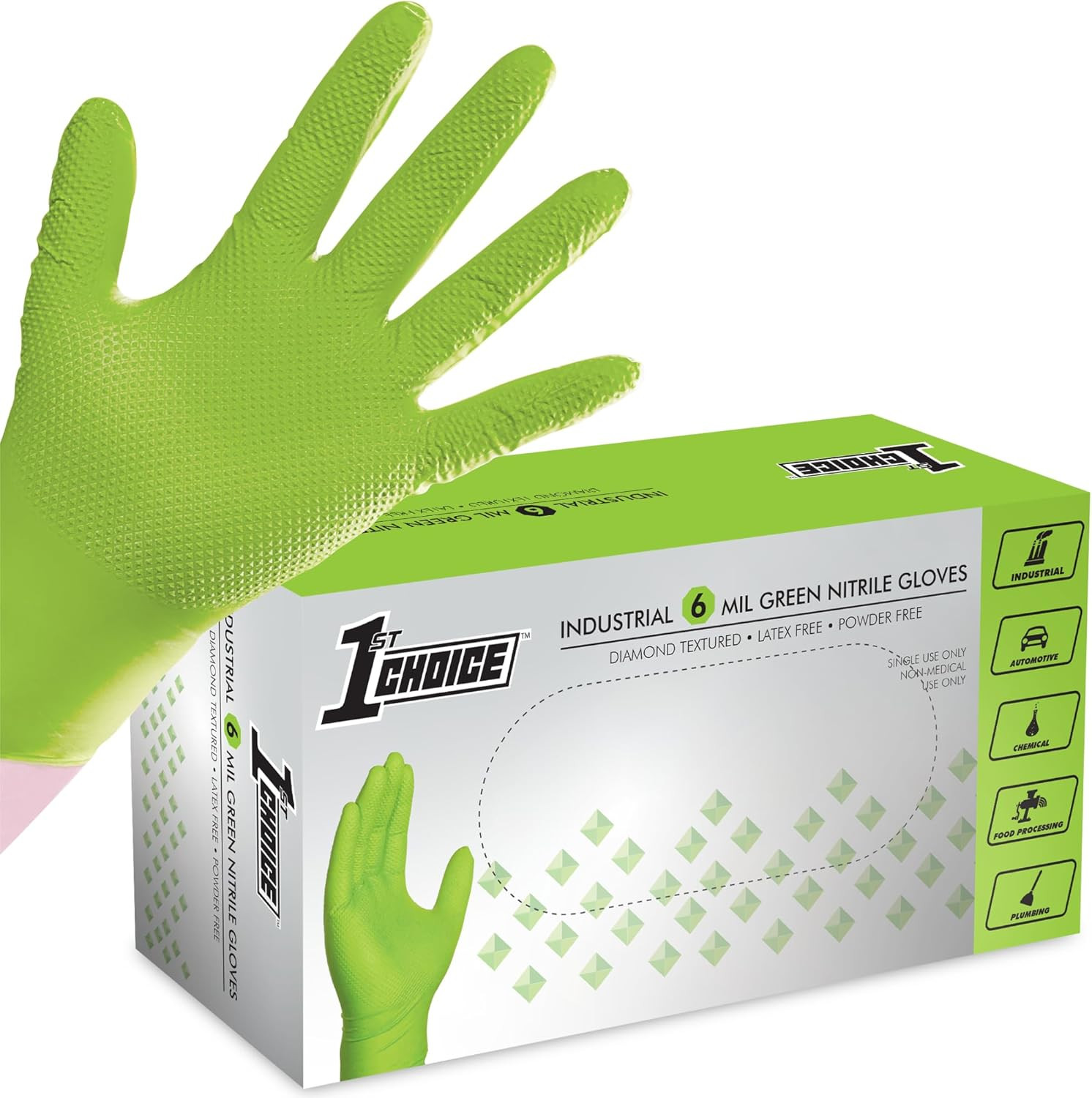 1St Choice Nitrile Gloves, Disposable, Latex Free Mechanic Gloves for Men, Heavy