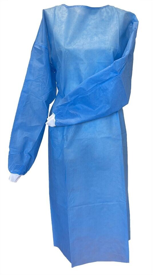 Isolation Gown KnitCuff Disposable Medical Dental,30gsm Blue (50pcs),