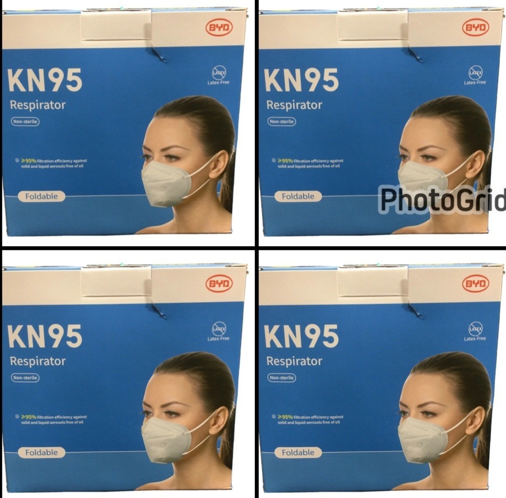 200 BYD CARE KN95 Respirator Breathable Comfortable Foldable Safety 4 Boxes x 50