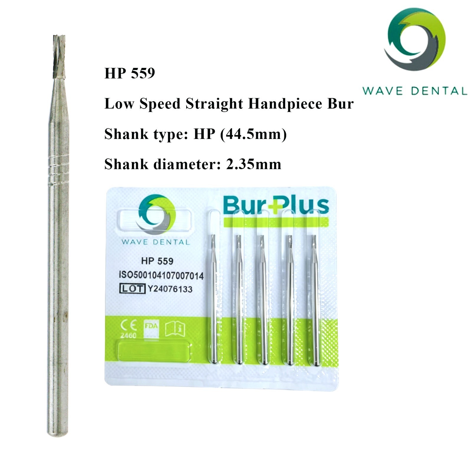 US Wave Dental Bur Carbide Surgical HP Straight Fissure For Low Speed 44.5mm