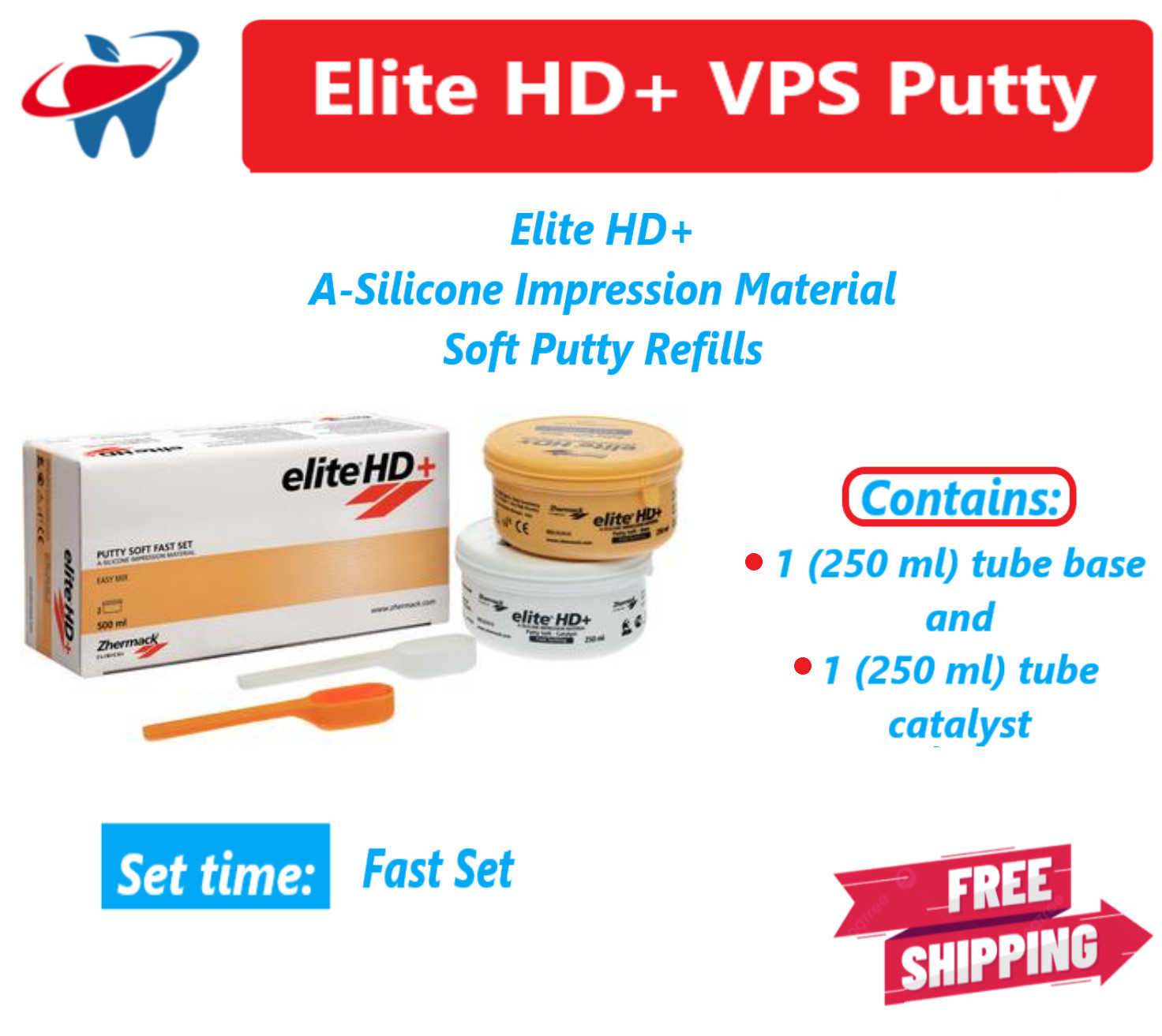 Dental Elite HD+ A-Silicone Impression Material, Soft Putty Fast / Regular Set
