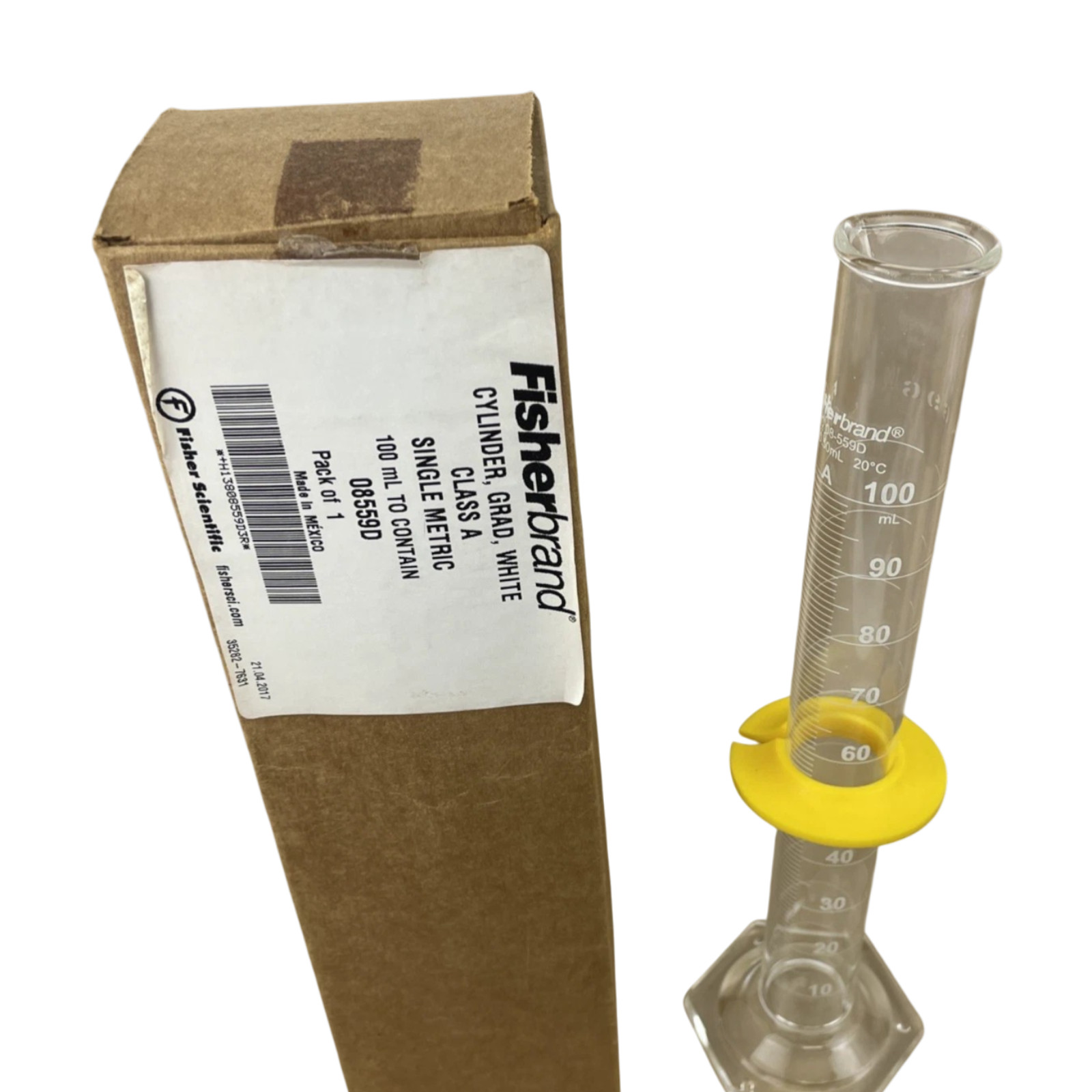 Fisher Brand 100ml Graduated Cylinder, Class A Single Metric Polygon Base – NEW