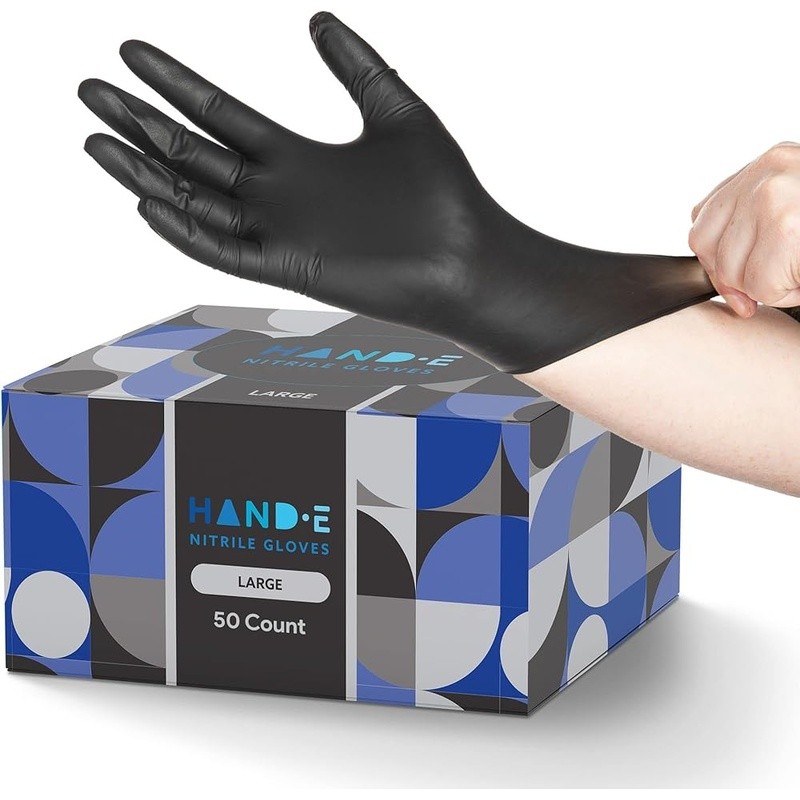Nitrile Disposable Gloves Black Powder Latex Free Grip Kitchen BBQ Mechanic Pack
