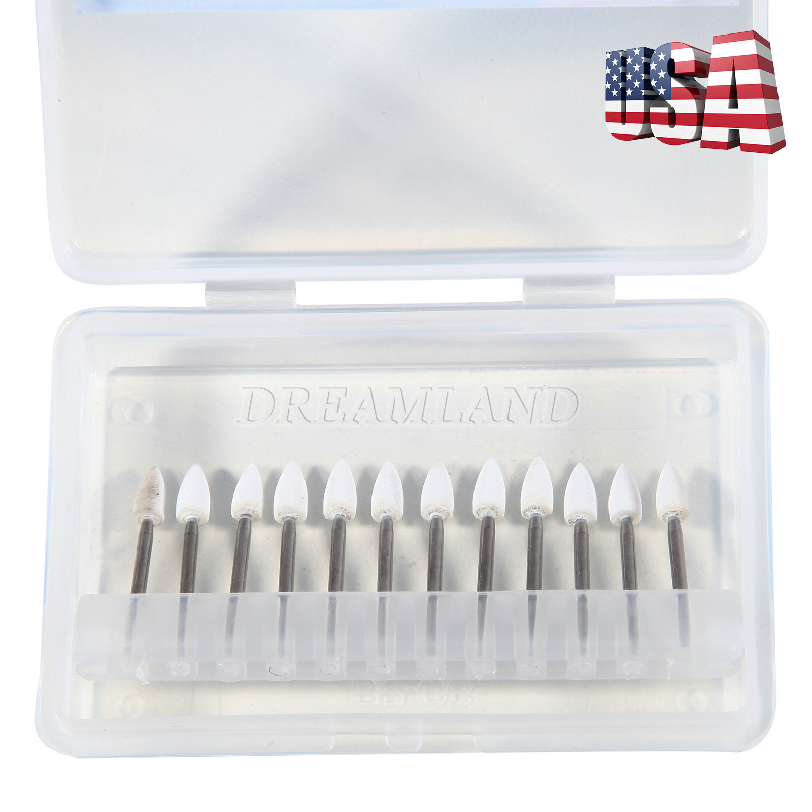 Dental White Polishing Stone FG Burs Flame Cone Shape Burs Drills Arkansas Stone