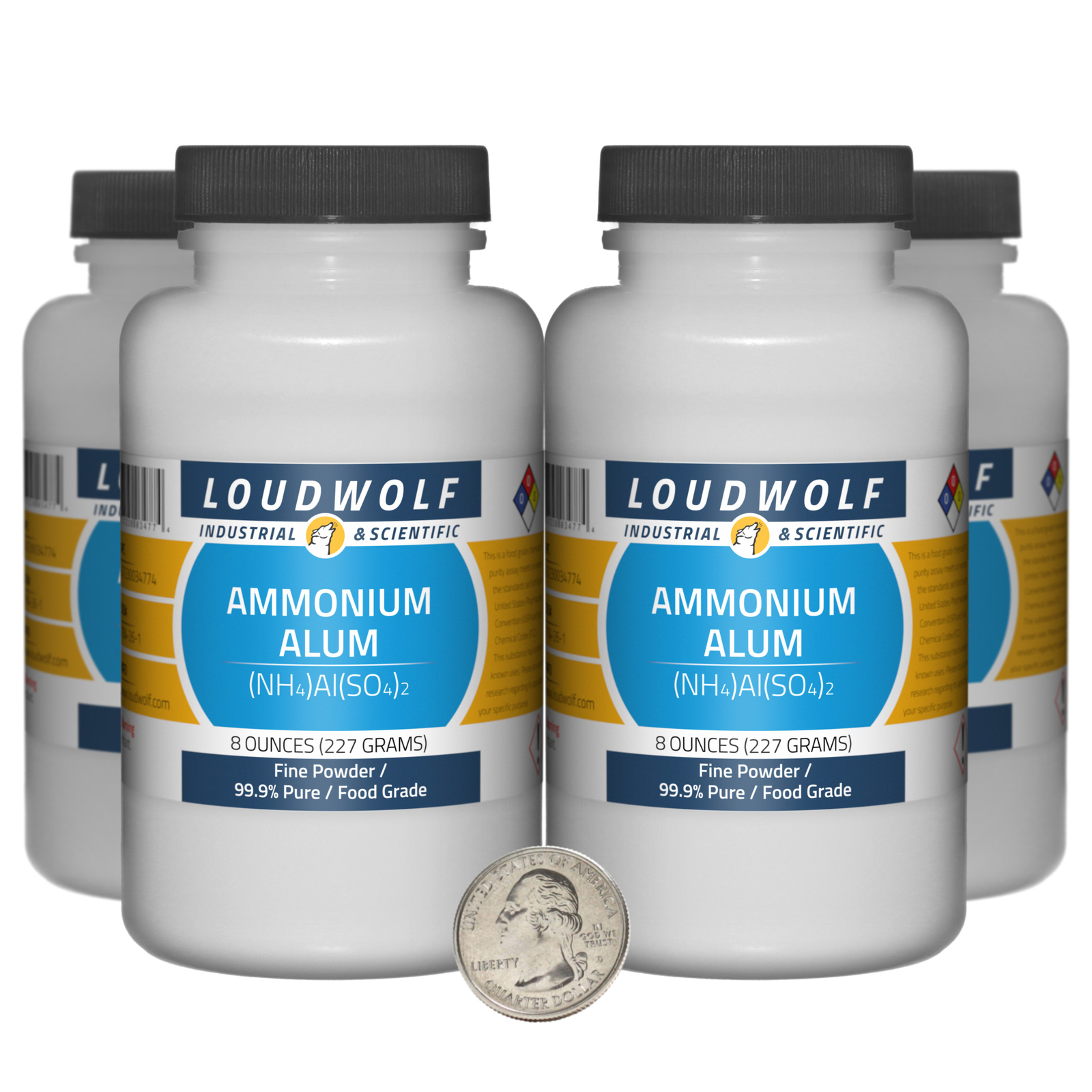Ammonium Alum / 2 Pounds / 4 Bottles / 99.9% Pure Food Grade / Fine Powder / USA