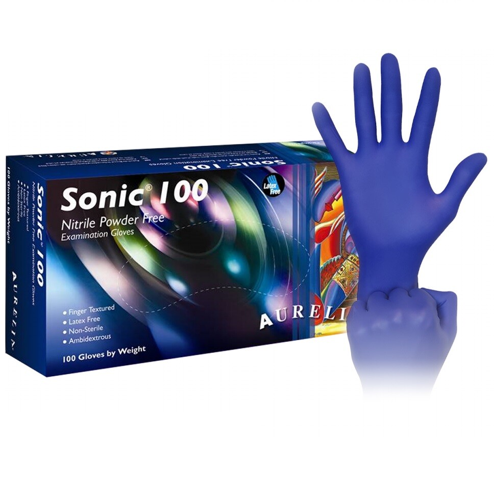 2000 LARGE Aurelia SONIC100 Blue Nitrile Powder Free Examination Gloves