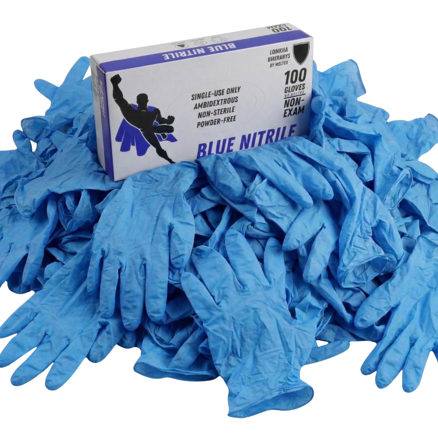 1000 Blue Nitrile Powder-Free Disposable Gloves X-Large 5 MIL Finger-Textured