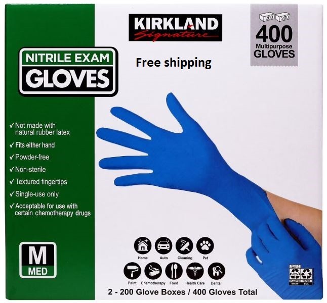 Kirkland Signature. Nitrile Exam Gloves, Medium. 400 Count Gloves