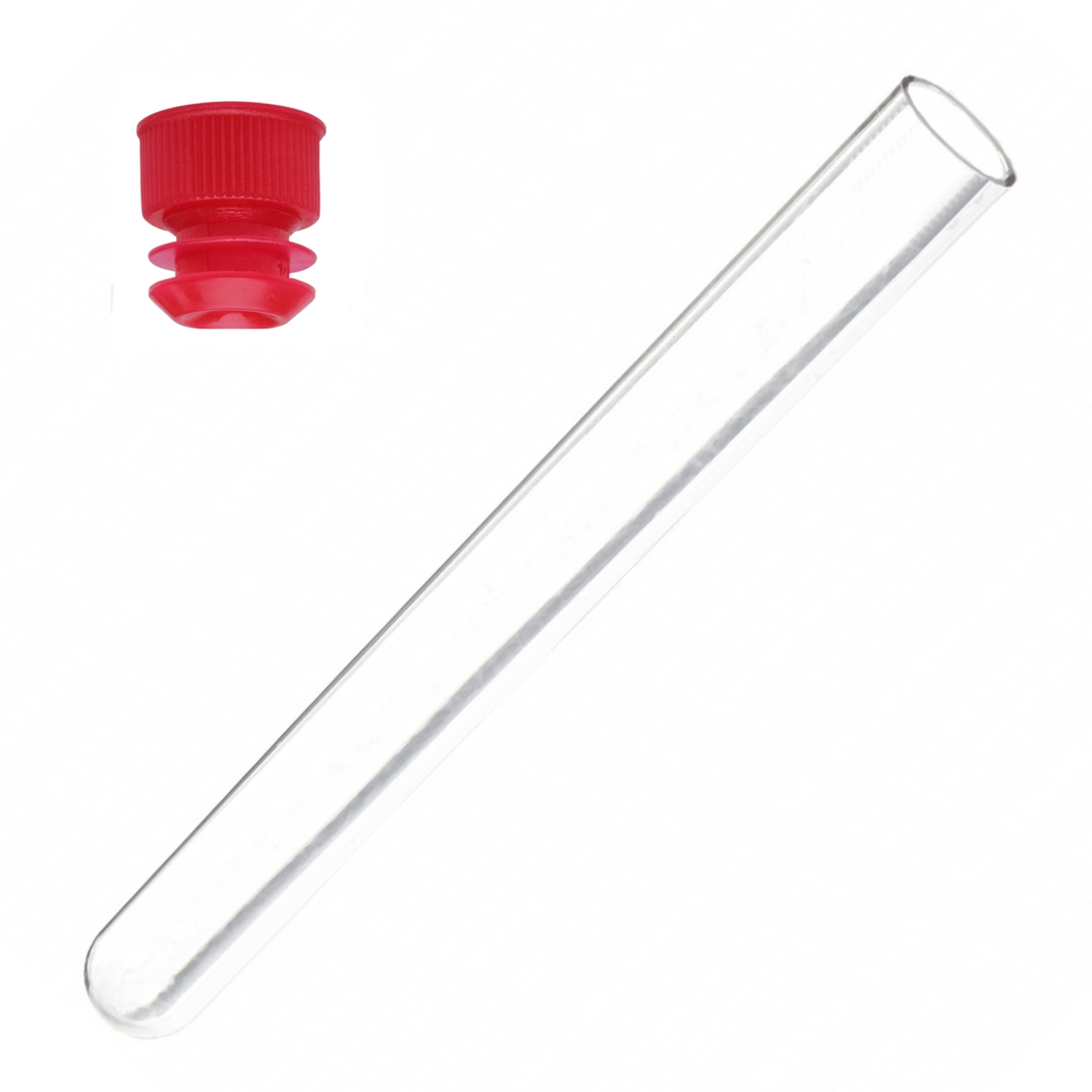 250 Pack, 12 x 75 mm, Clear Plastic Test Tubes with Red Caps