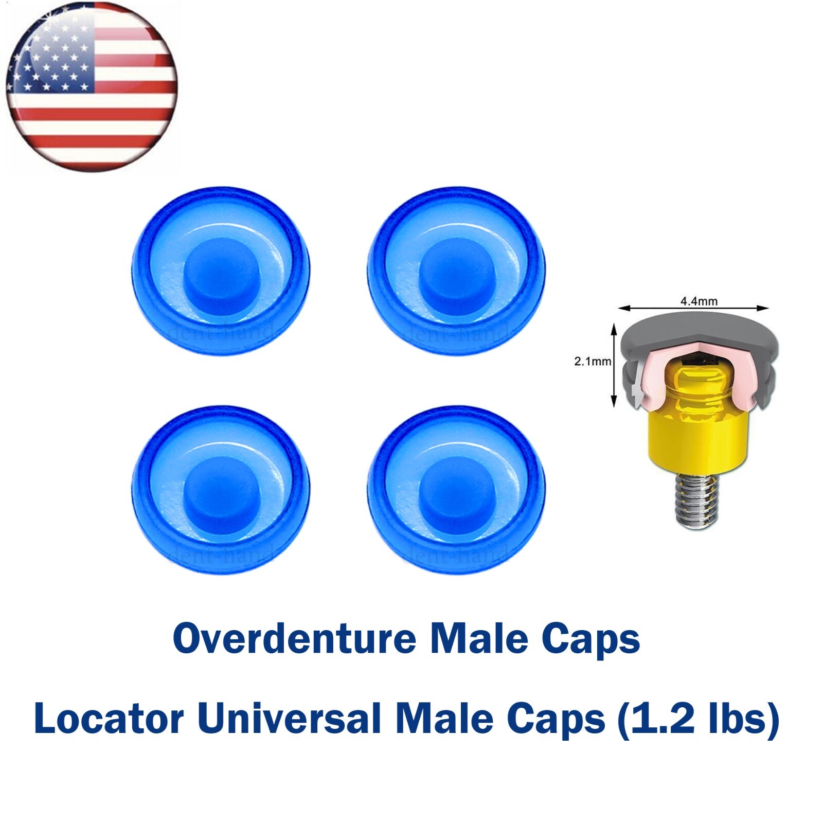 US Dental Overdenture Retention Caps 2.4 lbs Metal Housing for Implant Locat0r