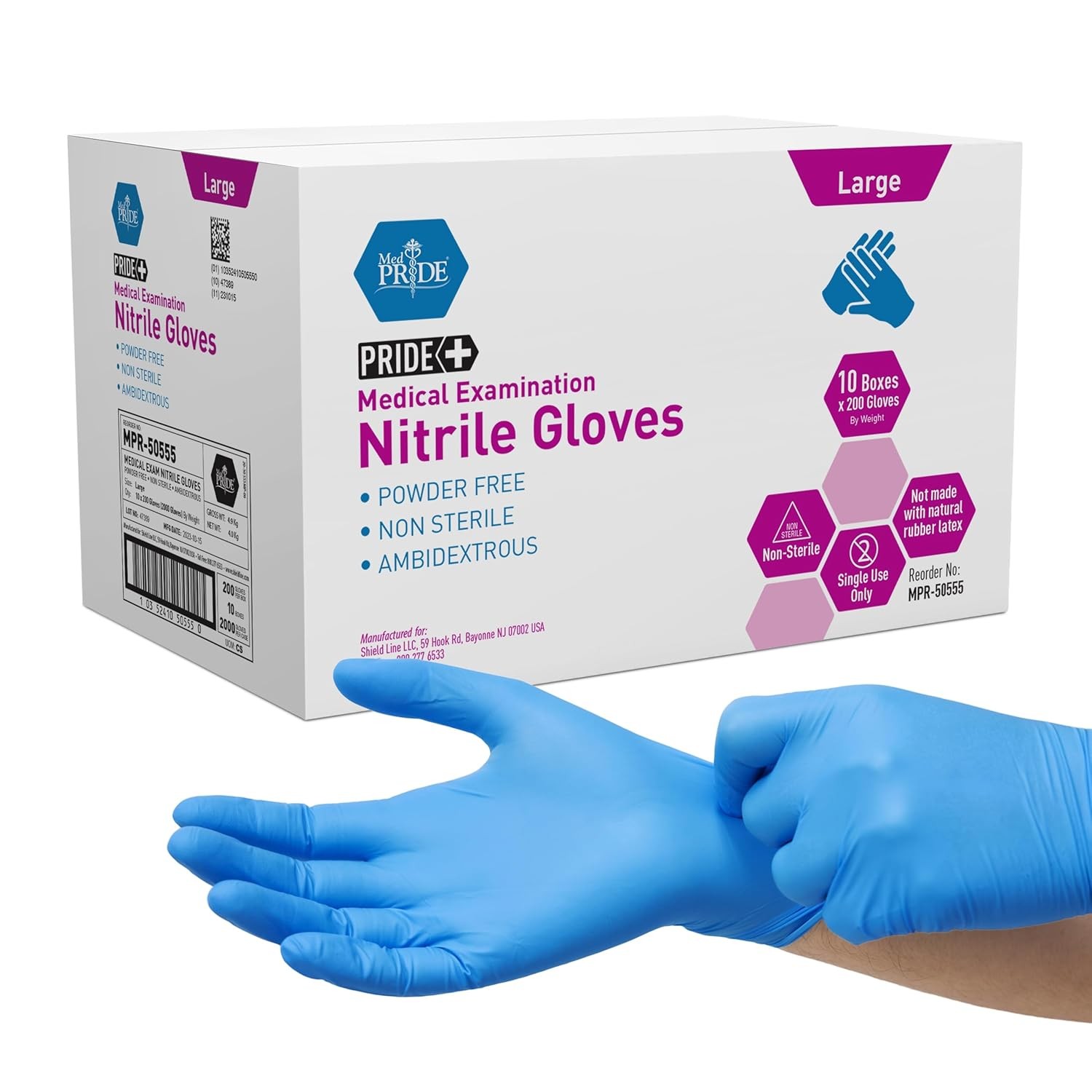 Medpride Medical Exam Nitrile Gloves Large Case 2000 Blue