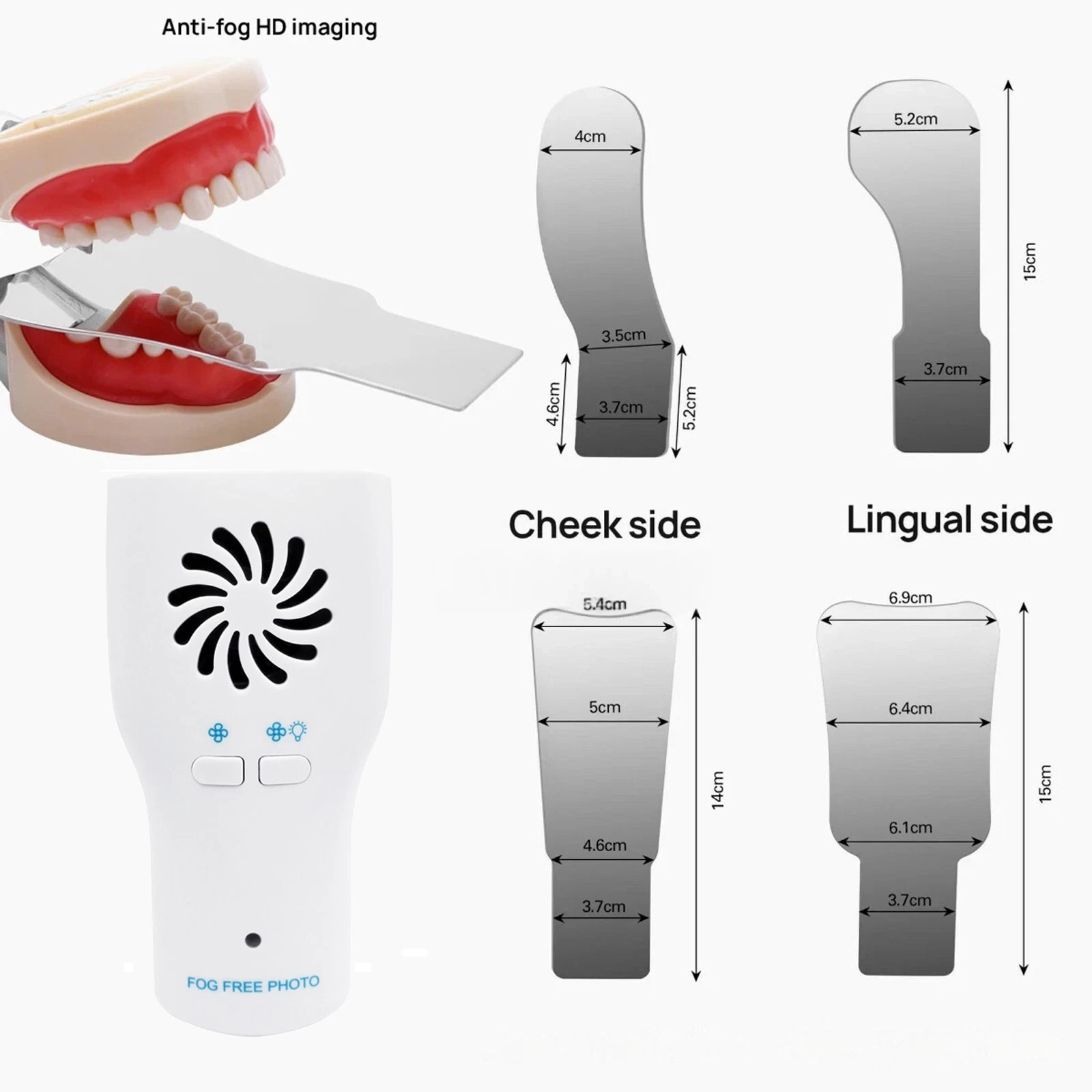 Dental Occlusal Mirror Fog Free LED Intra Oral Photo System 4 Mirrors Anti-Fog