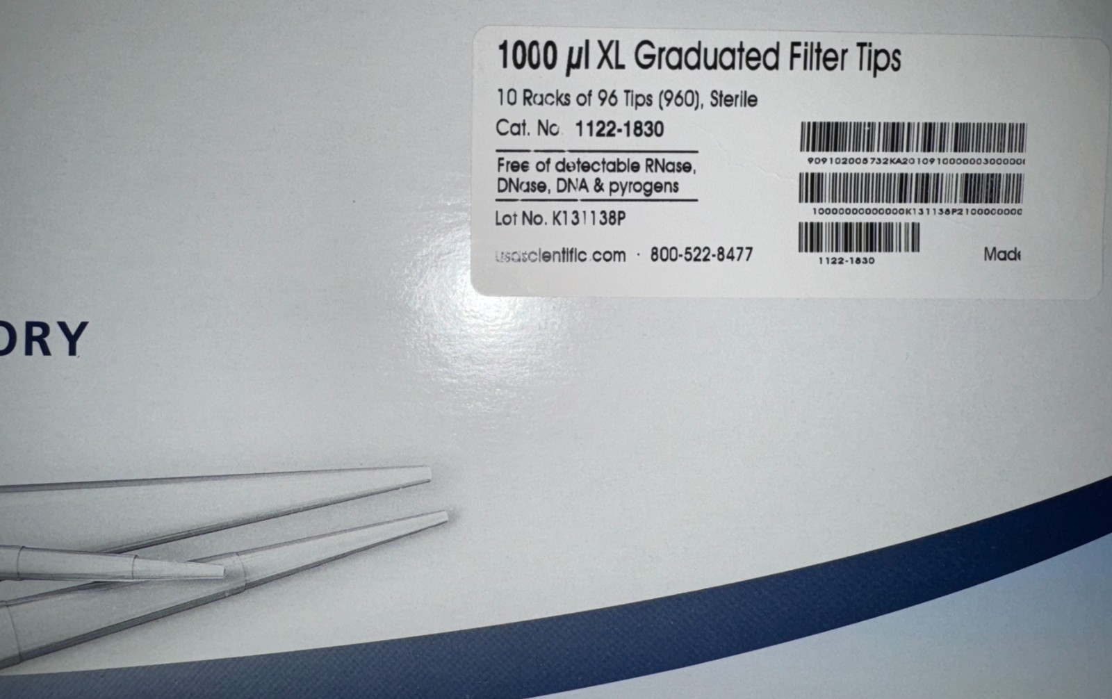 USA SCIENTIFIC TipOne 1000µL Filter Tip Racks Graduated (960/cs) 1122-1830