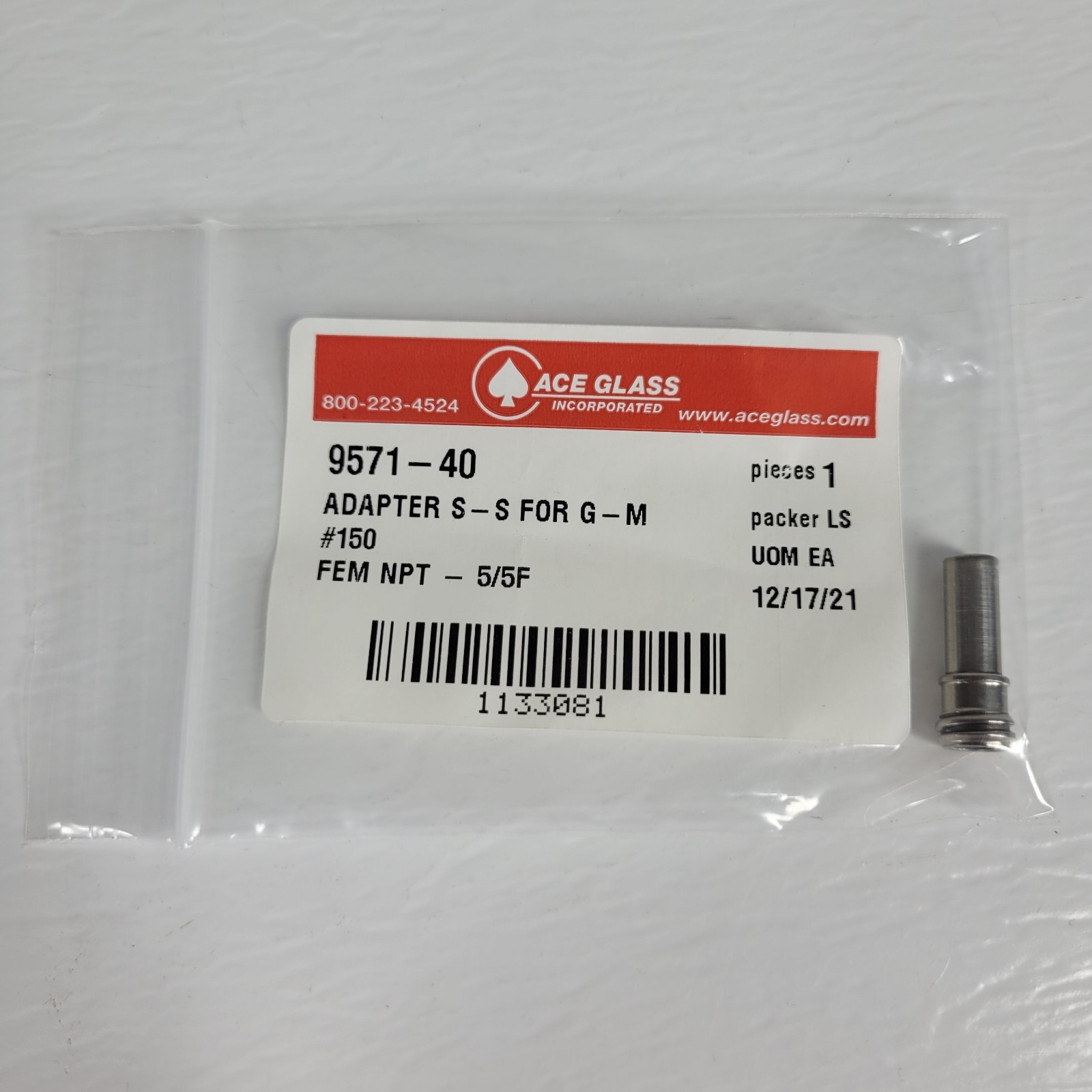 ACE GLASS 957140 Adapter S-S for G-M #150 FEM NPT – 5/5F