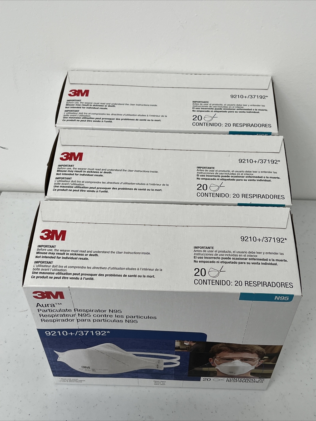 3M AURA 9210 PARTICULATE RESPIRATOR N95 MASKS 3x20pcs/Box (60) **AUTHENTIC**