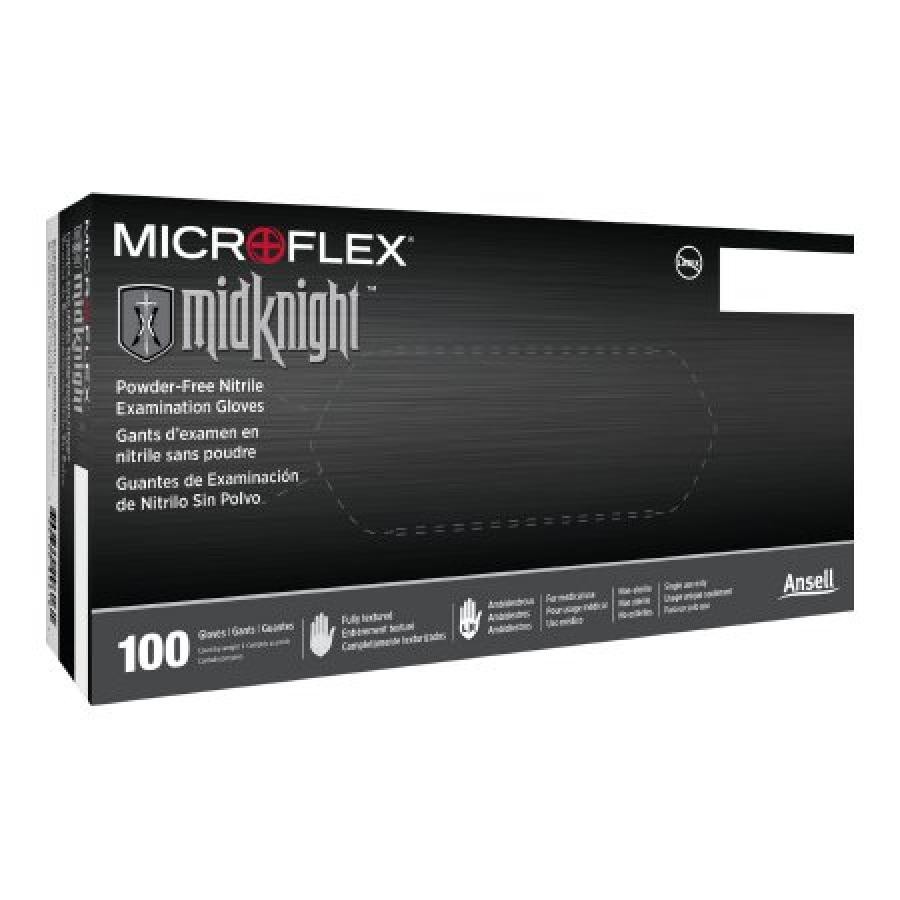 Ansell MICROFLEX MidKnight Exam Glove Black Bead .13mm 5.1mil Textur Nitrile 2XL