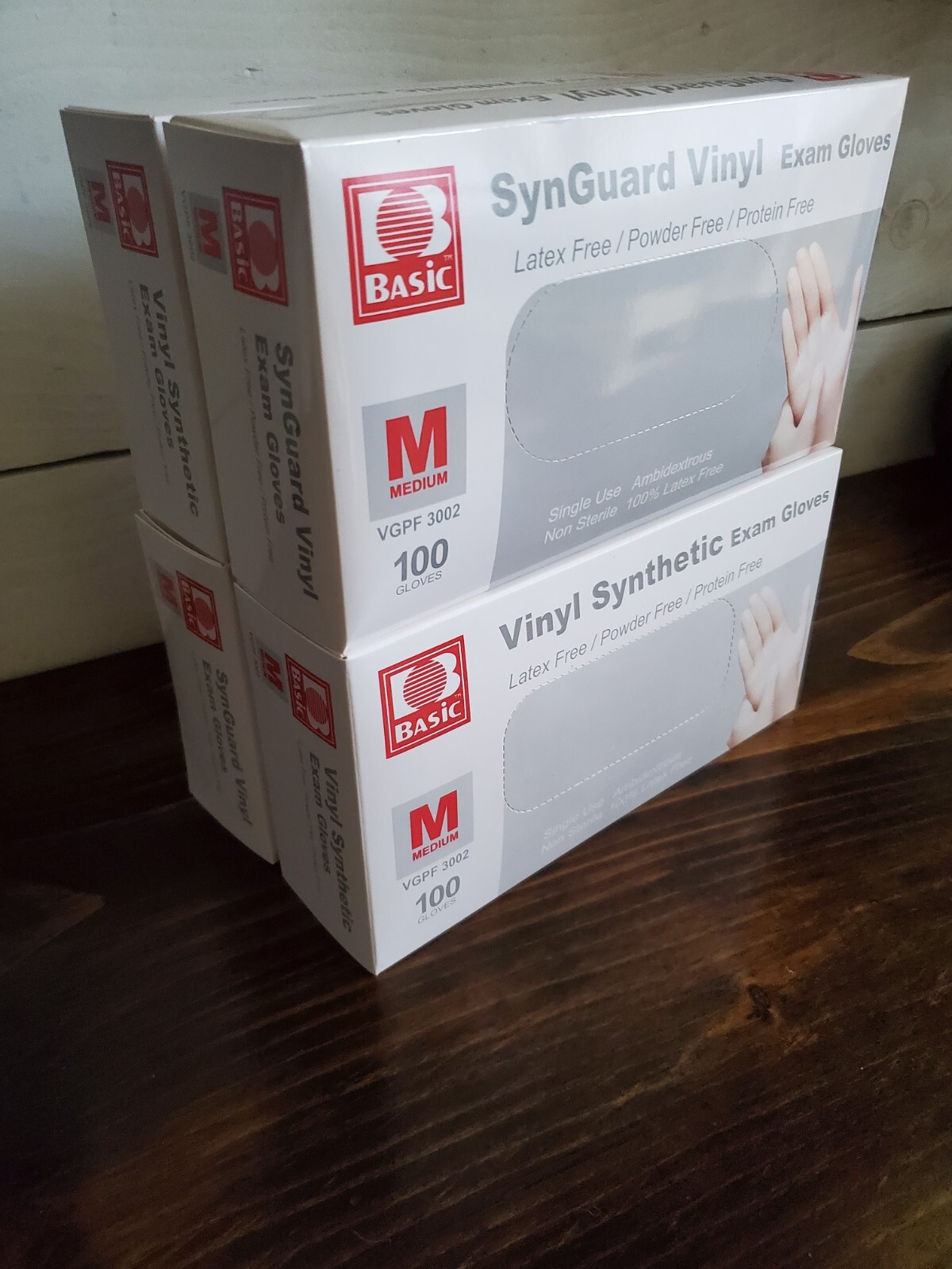Basic Synguard Vinyl Powder-Free Exam Gloves MEDIUM 100 Ct VGPF 3002 (4 Boxes)