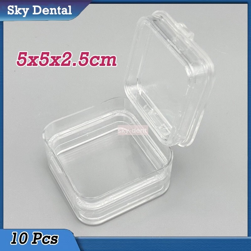 10 Pcs Hinged Display Box Membrane Jewelry Chip Shockproof Denture Storage Case