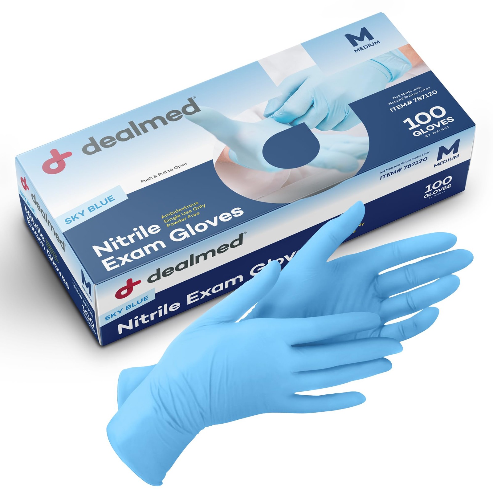 Dealmed Small Sky Blue Nitrile Exam Gloves 1000 Bulk Powder Latex Free