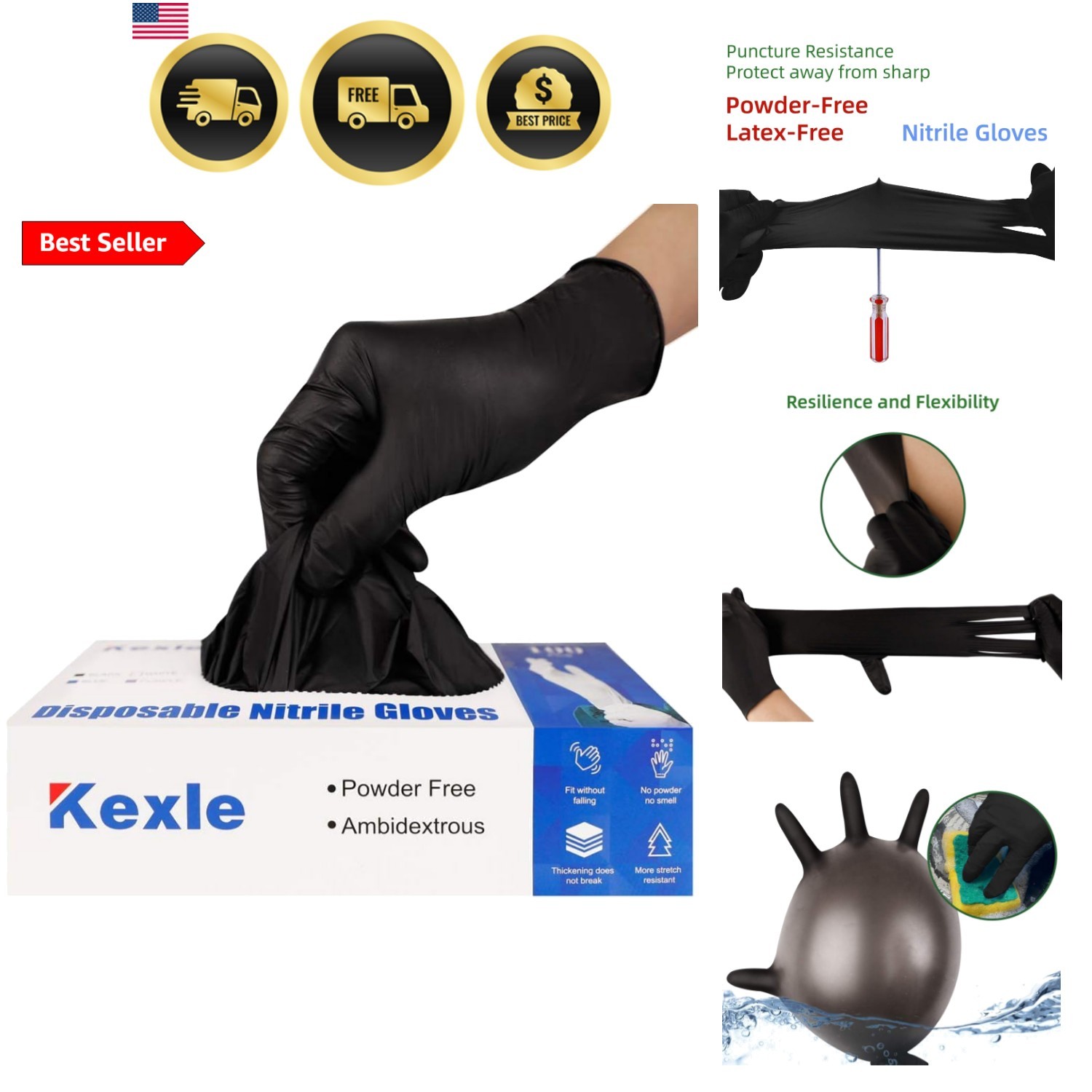 Nitrile Disposable Gloves Pack of 100, Latex Free Safety Working Gloves for F…