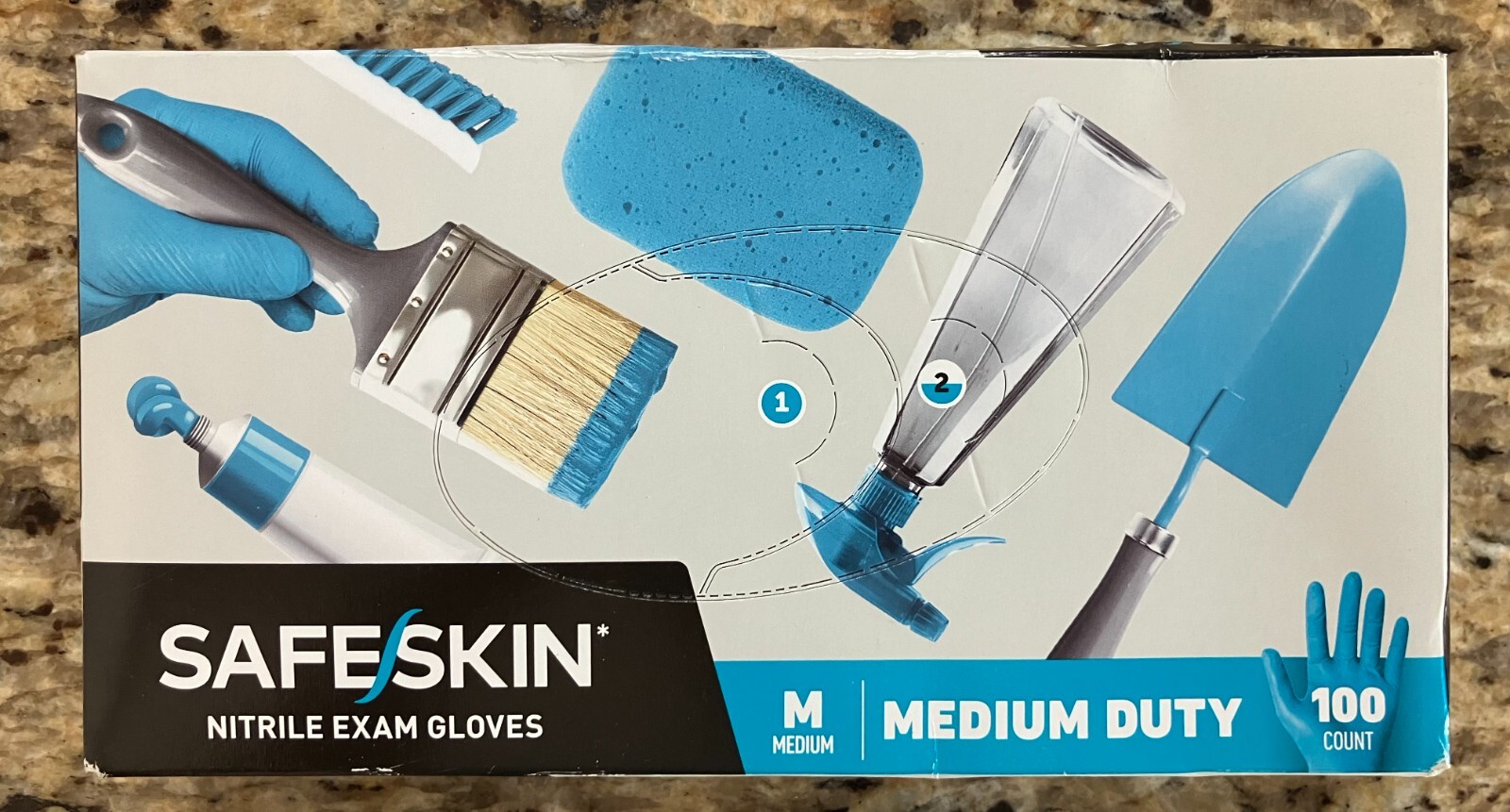 SafeSkin Nitrile Disposable Exam Gloves – Box of 100 Med Duty medium size
