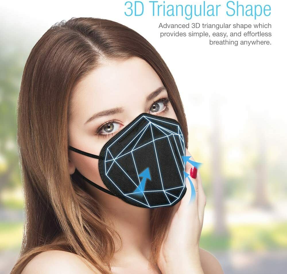 Protective 5 Layer Face Mask BFE 95% Black KN95 Disposable Respirator 50/100 Pc
