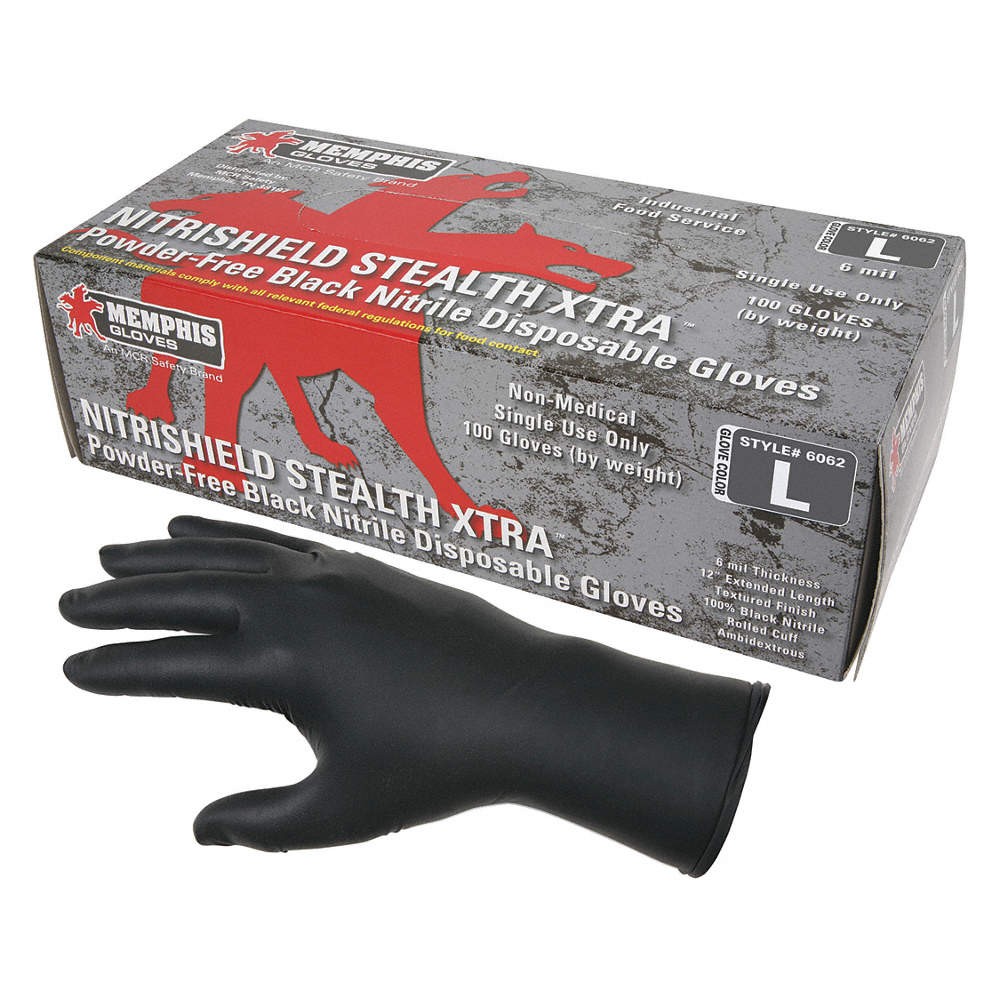 MCR SAFETY 6062XXL Disposable Gloves,Nitrile,2XL,PK100 49DA88